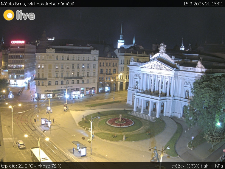 Město Brno - Malinovského náměstí - 15.9.2025 v 21:15 Město Brno - Malinovského náměstí - 15.9.2025 v 21:15