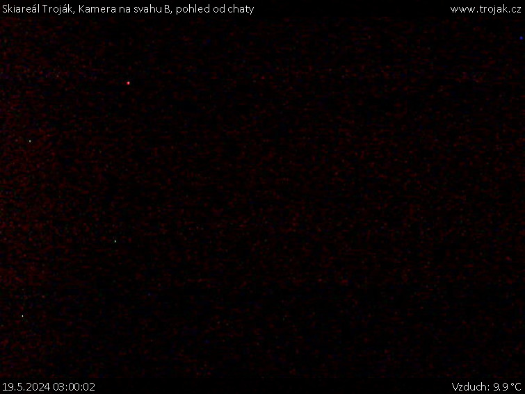 Skiareál Troják - Kamera na svahu B, pohled od chaty - 19.5.2024 v 03:00