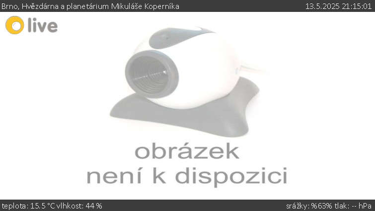 Město Brno - Hvězdárna a planetárium Mikuláše Koperníka - 13.5.2025 v 21:15 Město Brno - Hvězdárna a planetárium Mikuláše Koperníka - 13.5.2025 v 21:15