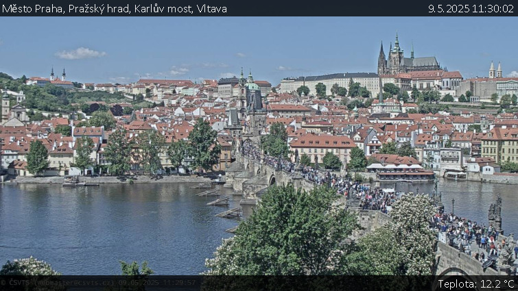 Město Praha - Pražský hrad, Karlův most, Vltava - 9.5.2025 v 11:30 Město Praha - Pražský hrad, Karlův most, Vltava - 9.5.2025 v 11:30