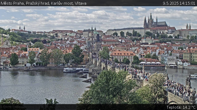 Město Praha - Pražský hrad, Karlův most, Vltava - 9.5.2025 v 14:15 Město Praha - Pražský hrad, Karlův most, Vltava - 9.5.2025 v 14:15