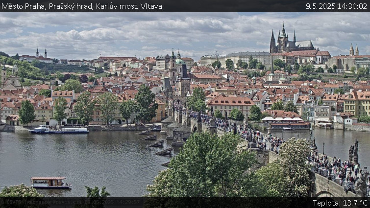 Město Praha - Pražský hrad, Karlův most, Vltava - 9.5.2025 v 14:30 Město Praha - Pražský hrad, Karlův most, Vltava - 9.5.2025 v 14:30