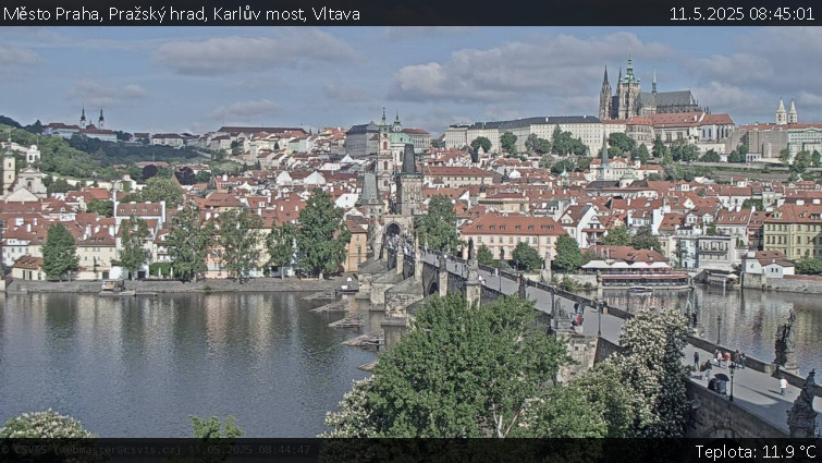 Město Praha - Pražský hrad, Karlův most, Vltava - 11.5.2025 v 08:45 Město Praha - Pražský hrad, Karlův most, Vltava - 11.5.2025 v 08:45