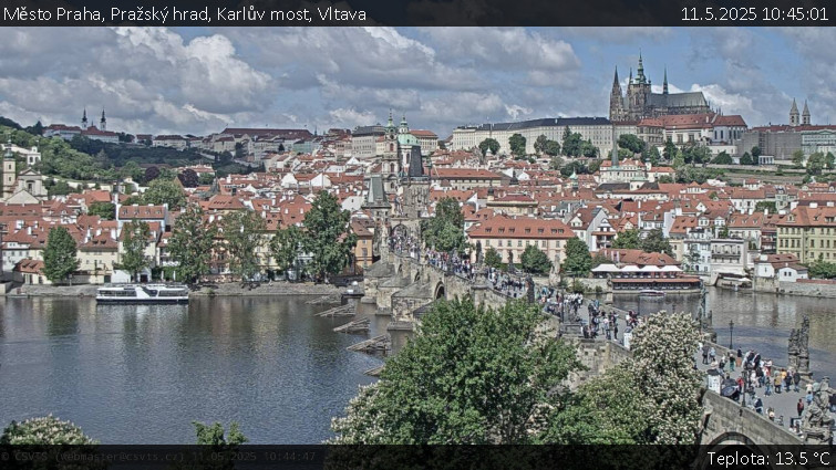 Město Praha - Pražský hrad, Karlův most, Vltava - 11.5.2025 v 10:45 Město Praha - Pražský hrad, Karlův most, Vltava - 11.5.2025 v 10:45