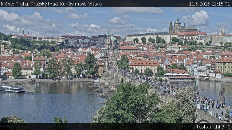 Město Praha - Pražský hrad, Karlův most, Vltava - 11.5.2025 v 11:15 Město Praha - Pražský hrad, Karlův most, Vltava - 11.5.2025 v 11:15