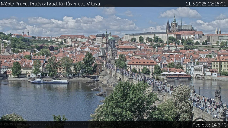 Město Praha - Pražský hrad, Karlův most, Vltava - 11.5.2025 v 12:15 Město Praha - Pražský hrad, Karlův most, Vltava - 11.5.2025 v 12:15