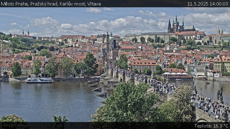 Město Praha - Pražský hrad, Karlův most, Vltava - 11.5.2025 v 14:00 Město Praha - Pražský hrad, Karlův most, Vltava - 11.5.2025 v 14:00