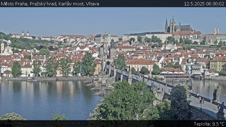 Město Praha - Pražský hrad, Karlův most, Vltava - 12.5.2025 v 08:30 Město Praha - Pražský hrad, Karlův most, Vltava - 12.5.2025 v 08:30