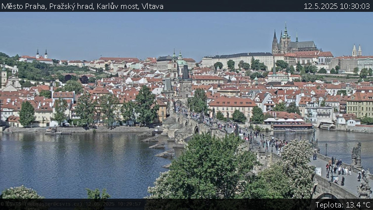 Město Praha - Pražský hrad, Karlův most, Vltava - 12.5.2025 v 10:30 Město Praha - Pražský hrad, Karlův most, Vltava - 12.5.2025 v 10:30