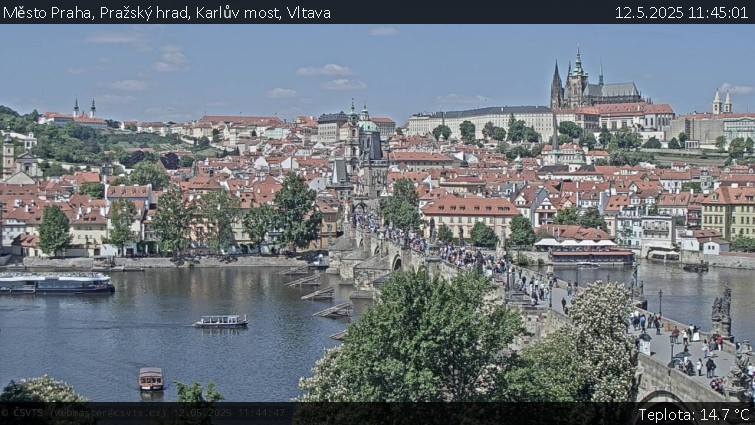 Město Praha - Pražský hrad, Karlův most, Vltava - 12.5.2025 v 11:45 Město Praha - Pražský hrad, Karlův most, Vltava - 12.5.2025 v 11:45