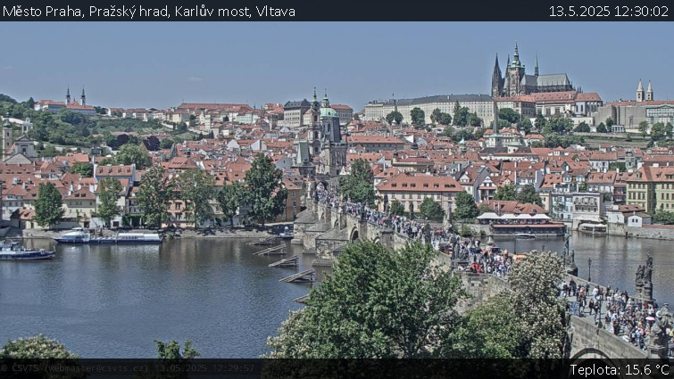 Město Praha - Pražský hrad, Karlův most, Vltava - 13.5.2025 v 12:30 Město Praha - Pražský hrad, Karlův most, Vltava - 13.5.2025 v 12:30