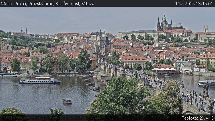 Město Praha - Pražský hrad, Karlův most, Vltava - 14.5.2025 v 13:15 Město Praha - Pražský hrad, Karlův most, Vltava - 14.5.2025 v 13:15