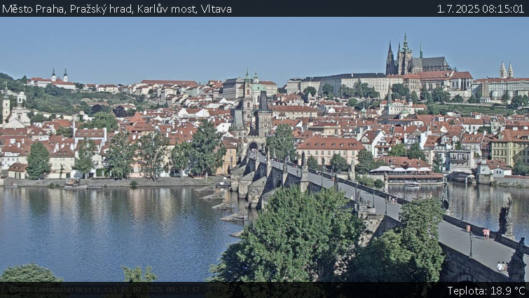 Město Praha - Pražský hrad, Karlův most, Vltava - 1.7.2025 v 08:15 Město Praha - Pražský hrad, Karlův most, Vltava - 1.7.2025 v 08:15