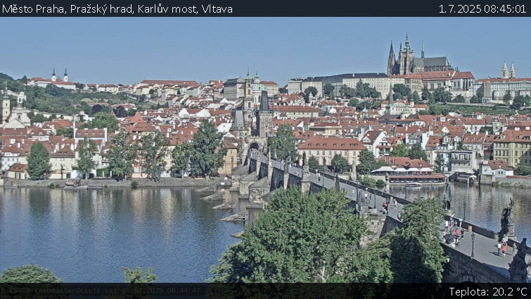 Město Praha - Pražský hrad, Karlův most, Vltava - 1.7.2025 v 08:45