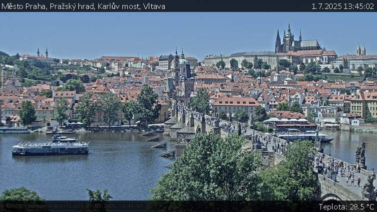 Město Praha - Pražský hrad, Karlův most, Vltava - 1.7.2025 v 13:45 Město Praha - Pražský hrad, Karlův most, Vltava - 1.7.2025 v 13:45