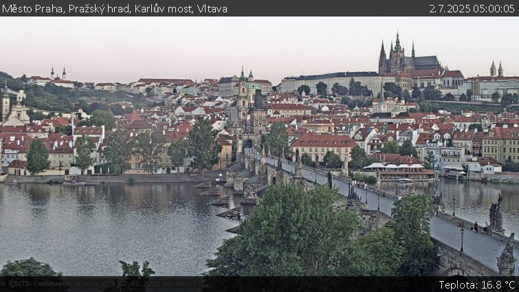 Město Praha - Pražský hrad, Karlův most, Vltava - 2.7.2025 v 05:00