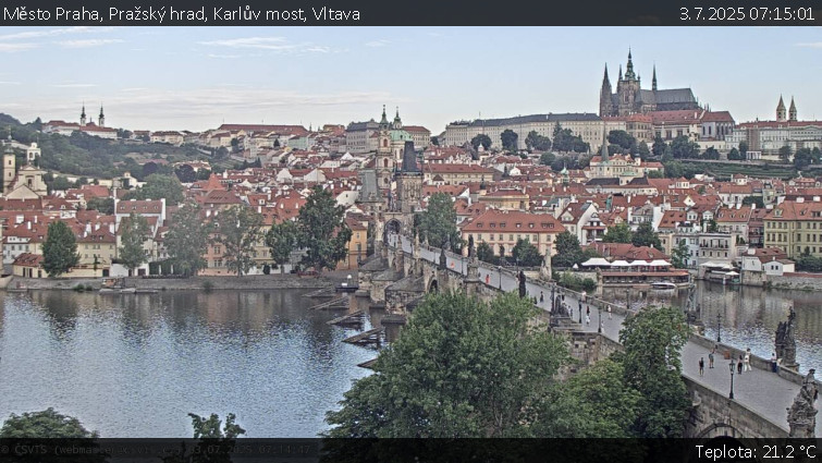 Město Praha - Pražský hrad, Karlův most, Vltava - 3.7.2025 v 07:15