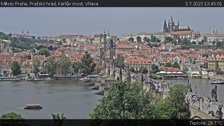 Město Praha - Pražský hrad, Karlův most, Vltava - 3.7.2025 v 13:45