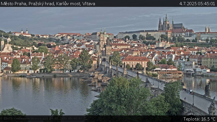 Město Praha - Pražský hrad, Karlův most, Vltava - 4.7.2025 v 05:45