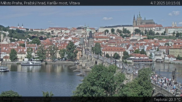 Město Praha - Pražský hrad, Karlův most, Vltava - 4.7.2025 v 10:15 Město Praha - Pražský hrad, Karlův most, Vltava - 4.7.2025 v 10:15