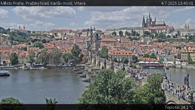 Město Praha - Pražský hrad, Karlův most, Vltava - 4.7.2025 v 13:45 Město Praha - Pražský hrad, Karlův most, Vltava - 4.7.2025 v 13:45
