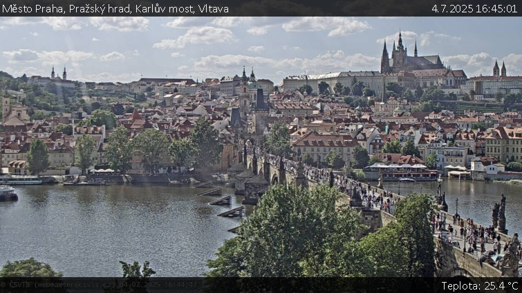 Město Praha - Pražský hrad, Karlův most, Vltava - 4.7.2025 v 16:45 Město Praha - Pražský hrad, Karlův most, Vltava - 4.7.2025 v 16:45