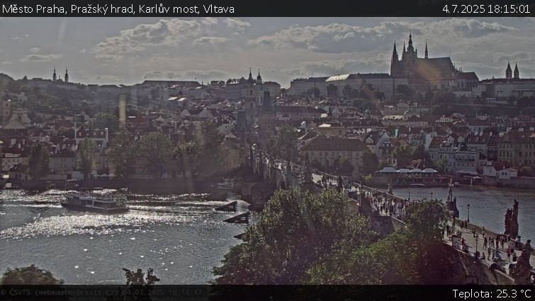 Město Praha - Pražský hrad, Karlův most, Vltava - 4.7.2025 v 18:15 Město Praha - Pražský hrad, Karlův most, Vltava - 4.7.2025 v 18:15