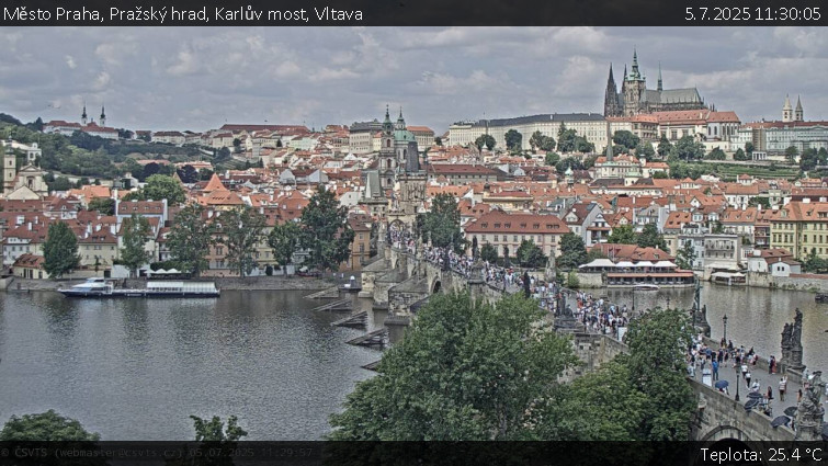 Město Praha - Pražský hrad, Karlův most, Vltava - 5.7.2025 v 11:30 Město Praha - Pražský hrad, Karlův most, Vltava - 5.7.2025 v 11:30