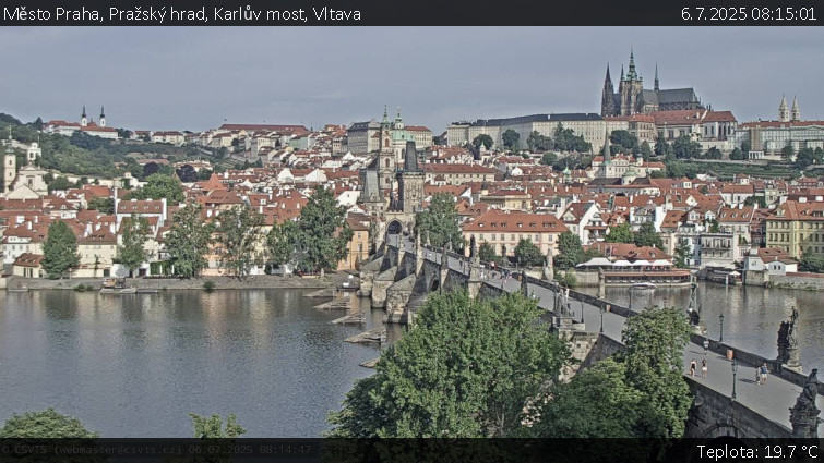 Město Praha - Pražský hrad, Karlův most, Vltava - 6.7.2025 v 08:15 Město Praha - Pražský hrad, Karlův most, Vltava - 6.7.2025 v 08:15