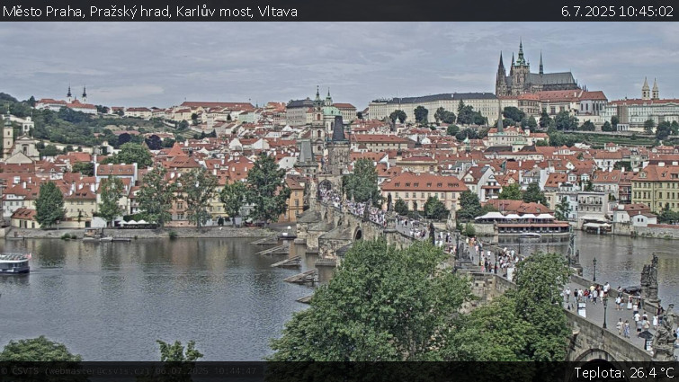 Město Praha - Pražský hrad, Karlův most, Vltava - 6.7.2025 v 10:45 Město Praha - Pražský hrad, Karlův most, Vltava - 6.7.2025 v 10:45