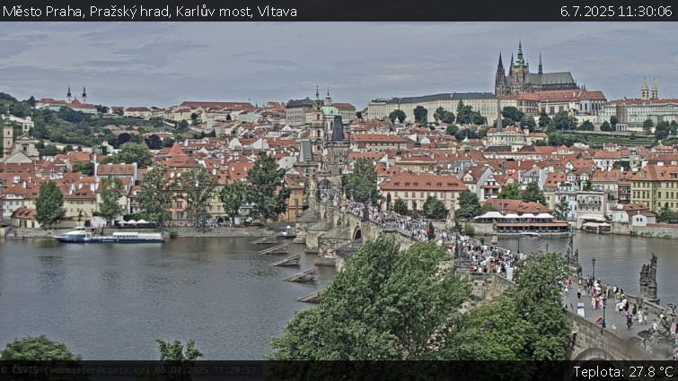 Město Praha - Pražský hrad, Karlův most, Vltava - 6.7.2025 v 11:30 Město Praha - Pražský hrad, Karlův most, Vltava - 6.7.2025 v 11:30