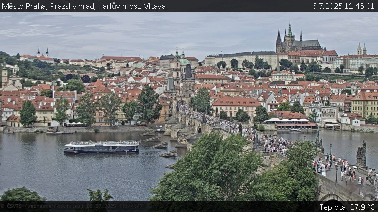 Město Praha - Pražský hrad, Karlův most, Vltava - 6.7.2025 v 11:45 Město Praha - Pražský hrad, Karlův most, Vltava - 6.7.2025 v 11:45