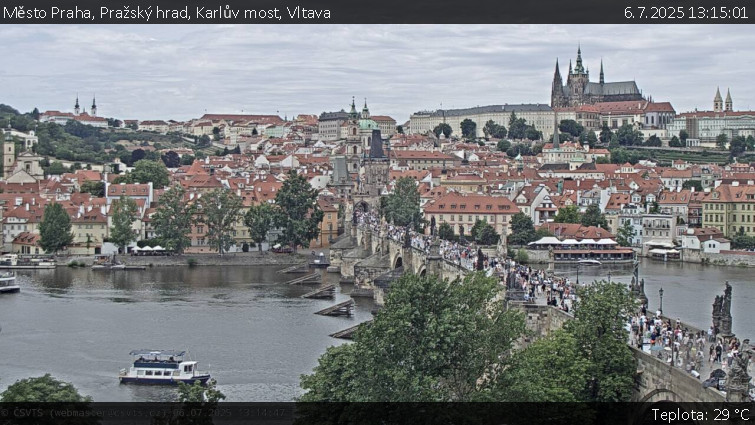 Město Praha - Pražský hrad, Karlův most, Vltava - 6.7.2025 v 13:15 Město Praha - Pražský hrad, Karlův most, Vltava - 6.7.2025 v 13:15