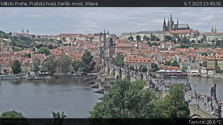 Město Praha - Pražský hrad, Karlův most, Vltava - 6.7.2025 v 13:45 Město Praha - Pražský hrad, Karlův most, Vltava - 6.7.2025 v 13:45