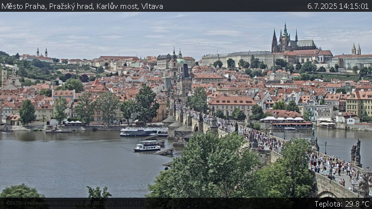 Město Praha - Pražský hrad, Karlův most, Vltava - 6.7.2025 v 14:15 Město Praha - Pražský hrad, Karlův most, Vltava - 6.7.2025 v 14:15