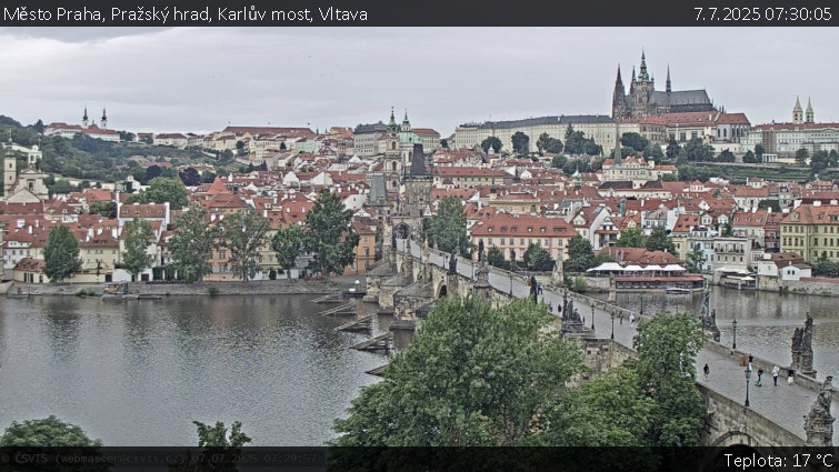 Město Praha - Pražský hrad, Karlův most, Vltava - 7.7.2025 v 07:30 Město Praha - Pražský hrad, Karlův most, Vltava - 7.7.2025 v 07:30