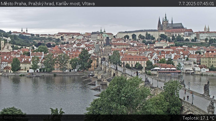 Město Praha - Pražský hrad, Karlův most, Vltava - 7.7.2025 v 07:45 Město Praha - Pražský hrad, Karlův most, Vltava - 7.7.2025 v 07:45