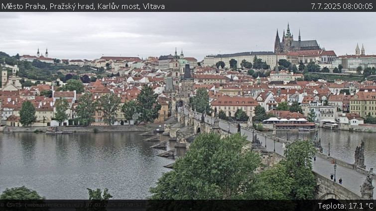 Město Praha - Pražský hrad, Karlův most, Vltava - 7.7.2025 v 08:00 Město Praha - Pražský hrad, Karlův most, Vltava - 7.7.2025 v 08:00