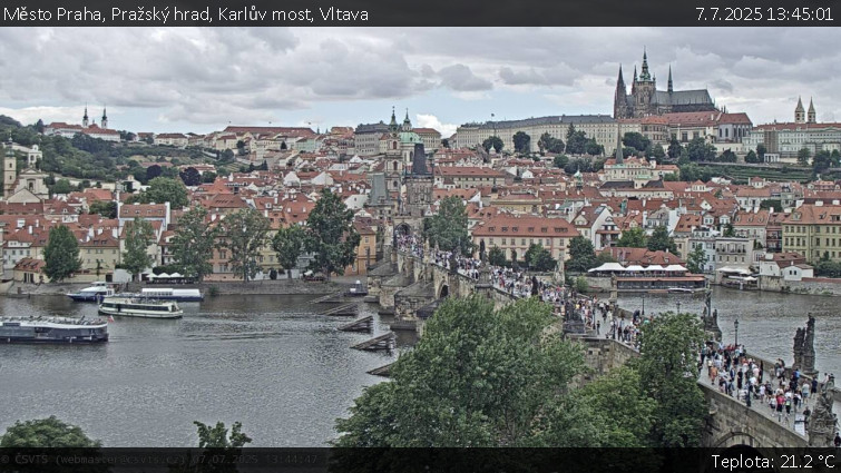 Město Praha - Pražský hrad, Karlův most, Vltava - 7.7.2025 v 13:45 Město Praha - Pražský hrad, Karlův most, Vltava - 7.7.2025 v 13:45