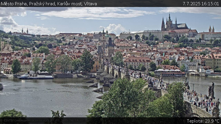 Město Praha - Pražský hrad, Karlův most, Vltava - 7.7.2025 v 16:15 Město Praha - Pražský hrad, Karlův most, Vltava - 7.7.2025 v 16:15