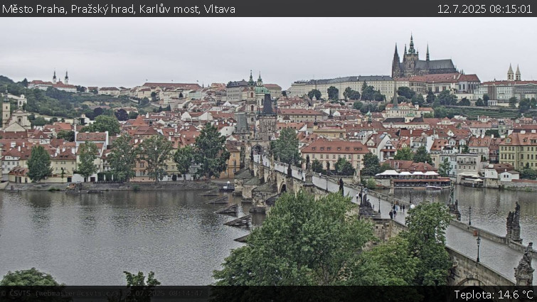 Město Praha - Pražský hrad, Karlův most, Vltava - 12.7.2025 v 08:15 Město Praha - Pražský hrad, Karlův most, Vltava - 12.7.2025 v 08:15
