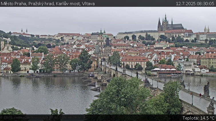 Město Praha - Pražský hrad, Karlův most, Vltava - 12.7.2025 v 08:30 Město Praha - Pražský hrad, Karlův most, Vltava - 12.7.2025 v 08:30