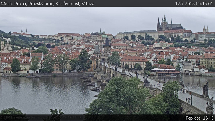 Město Praha - Pražský hrad, Karlův most, Vltava - 12.7.2025 v 09:15 Město Praha - Pražský hrad, Karlův most, Vltava - 12.7.2025 v 09:15