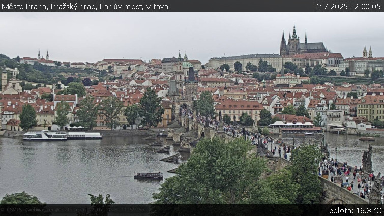Město Praha - Pražský hrad, Karlův most, Vltava - 12.7.2025 v 12:00 Město Praha - Pražský hrad, Karlův most, Vltava - 12.7.2025 v 12:00