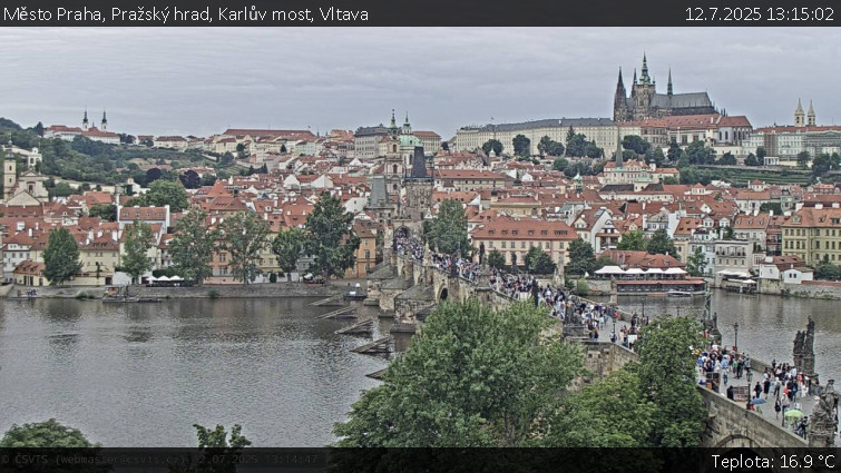 Město Praha - Pražský hrad, Karlův most, Vltava - 12.7.2025 v 13:15 Město Praha - Pražský hrad, Karlův most, Vltava - 12.7.2025 v 13:15