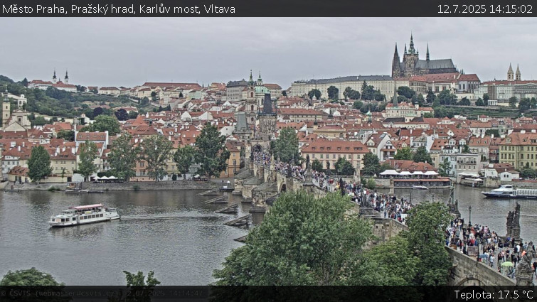 Město Praha - Pražský hrad, Karlův most, Vltava - 12.7.2025 v 14:15 Město Praha - Pražský hrad, Karlův most, Vltava - 12.7.2025 v 14:15