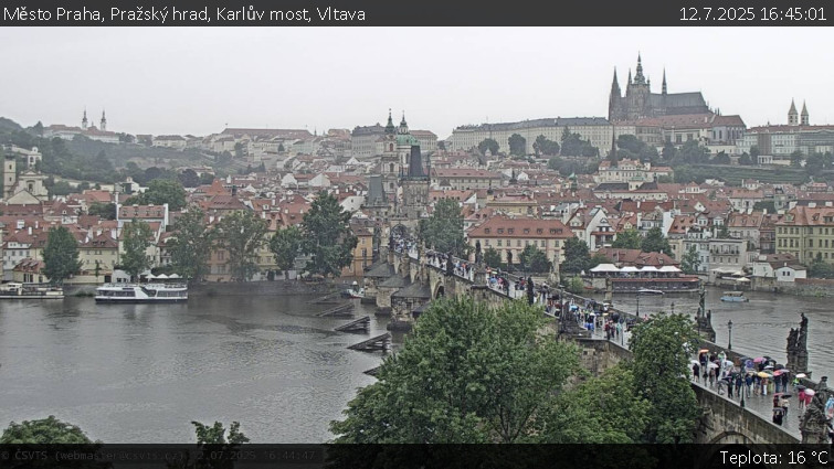Město Praha - Pražský hrad, Karlův most, Vltava - 12.7.2025 v 16:45 Město Praha - Pražský hrad, Karlův most, Vltava - 12.7.2025 v 16:45