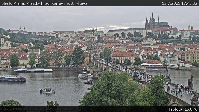 Město Praha - Pražský hrad, Karlův most, Vltava - 12.7.2025 v 18:45 Město Praha - Pražský hrad, Karlův most, Vltava - 12.7.2025 v 18:45