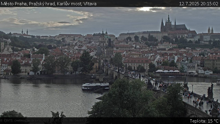Město Praha - Pražský hrad, Karlův most, Vltava - 12.7.2025 v 20:15 Město Praha - Pražský hrad, Karlův most, Vltava - 12.7.2025 v 20:15