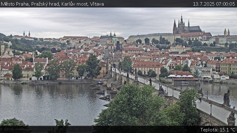 Město Praha - Pražský hrad, Karlův most, Vltava - 13.7.2025 v 07:00